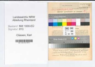 Entnazifizierung Karl Classen, geb. 02.12.1906 (Stadtinspektor)
