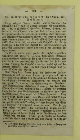 43. Verbreitung der lutherischen Lehre in Westfalen