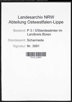 Heiratsregister Standesamt Scharmede