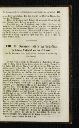 ¬Der¬ Sprachunterricht in der Volksschule : in seinem Anschluß an des Lesebuch ; (Fortsetzung)