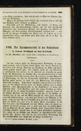 ¬Der¬ Sprachunterricht in der Volksschule : in seinem Anschluß an des Lesebuch ; (Fortsetzung)