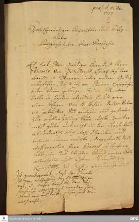 Brief von Johann Ernst Wilhelmi an August Hermann Francke.
