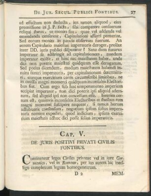 Cap. V. De Iuris Positivi Privati Civilis Fontibus