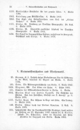 V. Naturwissenschaften und Mathematik