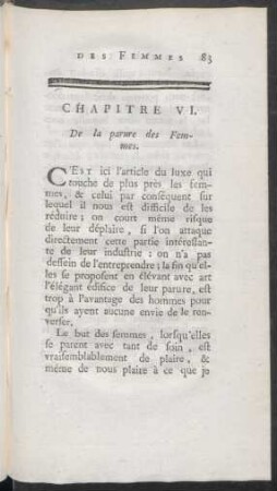 Chapitre VI. De la parure des Femmes