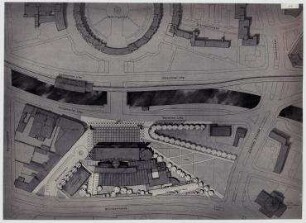Bauwettbewerb Amerika-Gedenkbibliothek/Berliner Zentralbibliothek, AGB, 1. Phase (nicht realisiert) – Lageplan. Berlin-Kreuzberg, Blücherplatz 1