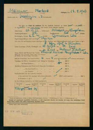 Gesuch um Erlass der Gebühren (27.05.1946)