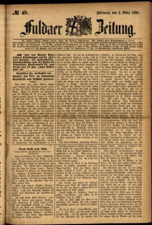 Ausgabe vom Mittwoch, den 01. März 1882.