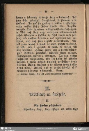 II. Módlitwy na ßwèżeńe