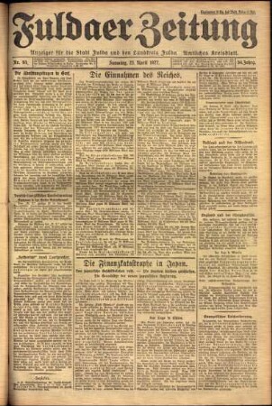 Ausgabe vom Samstag, den 23. April 1927.