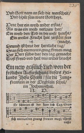 Ein new geistlich Lied/ von der frölichen Aufferstehung ...