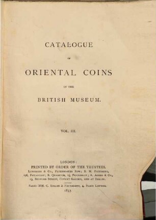 Catalogue of Oriental coins in the British Museum, III