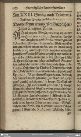 Am XXIII. Sontag nach Trinitatis