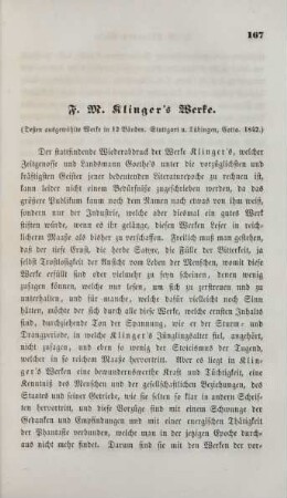 F. M. Klinger's Werke (Deßen ausgewählte Werke in 12 Bänden. Stuttgart u. Tübingen, Cotta. 1842)