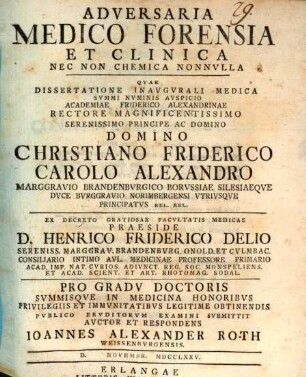 Adversaria Medico-Forensia Et Clinica, Nec Non Chemica Nonnvlla [nonnulla]