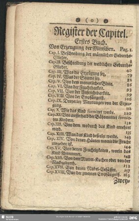 Register der Capitel