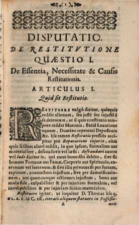 Disputatio Theologica De Restitutione