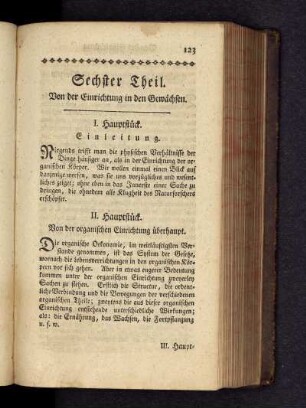 Sechster Theil. Von der Einrichtung in den Gewächsen