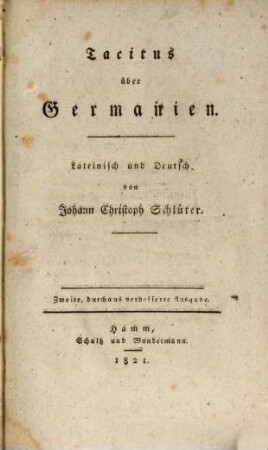 Tacitus über Germanien : lateinisch und deutsch