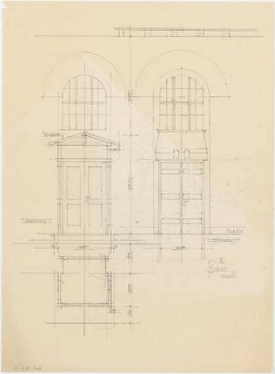 Döllgast, Hans; Bernstein; Ev. Pfarrkirche - Türen (Grundriss; Ansicht; Schnitt)