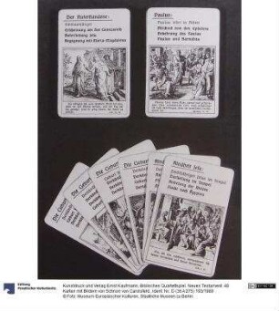 Biblisches Quartettspiel. Neues Testament. 48 Karten mit Bildern von Schnorr von Carolsfeld.