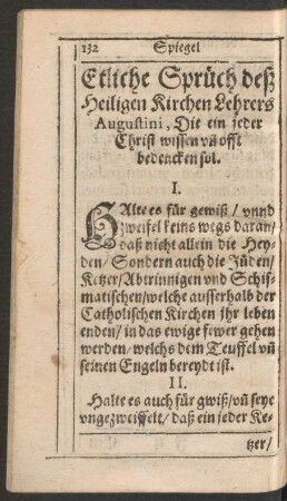 Etliche Sprüch deß Heiligen Kirchen Lehrers Augustini, Die ein jeder Christ wissen und offt bedencken sol.