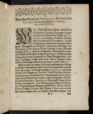 Der Fuerstenthuemb Schlesien Majestat Brieff