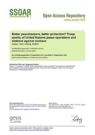 Better peacekeepers, better protection? Troop quality of United Nations peace operations and violence against civilians
