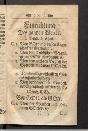Einrichtung Des gantzen Wercks.