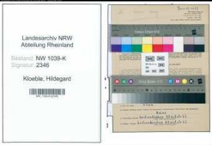 Entnazifizierung Hildegard Kloeble , geb. 03.10.1920 ()