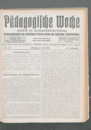 Einheitsschule und Gewissensfreiheit