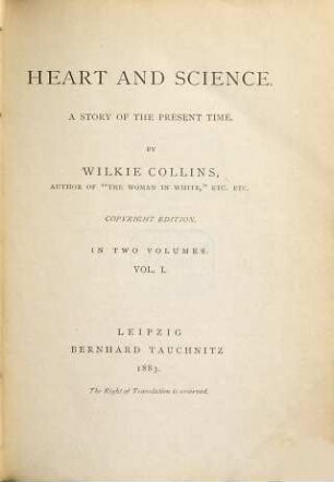 Heart and science : a story of the present time, 1