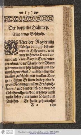 Der doppelte Hahnrey. Eine artige Geschicht.