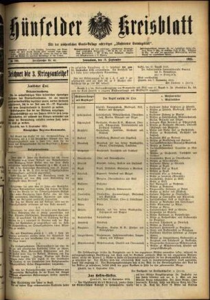 Ausgabe vom Samstag, den 11. September 1915.