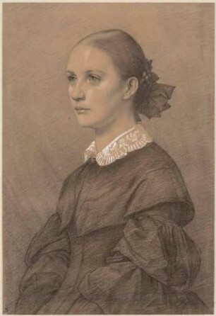 Bildnis der Agnes von Steinle, der Tochter des Künstlers, geb. 1843, Halbfigur im schwarzen Kleid schräg nach links