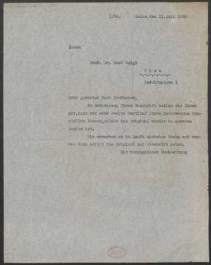 Brief an Karl Weigl : 11.07.1928