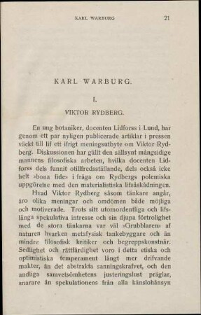 I. Viktor Rydberg.