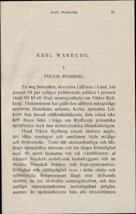 I. Viktor Rydberg.