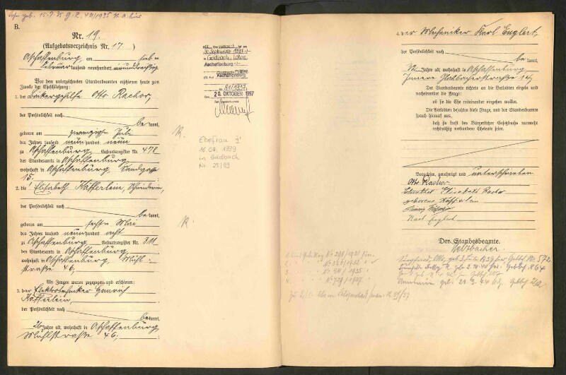 Standesamtsbuch der Stadt Aschaffenburg: Eheschließungen 252/1930 - 130/1931