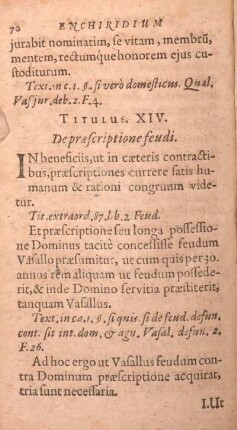 Titulus XIV. De praescriptione feudi.