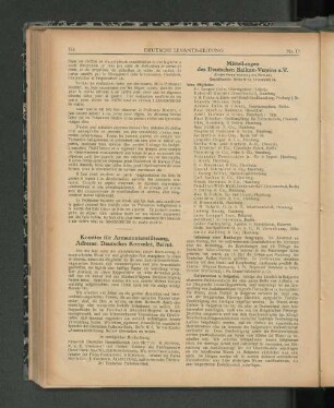 Komitee für Armenunterstützung, Adresse: Deutsches Konsulat , Beirut.