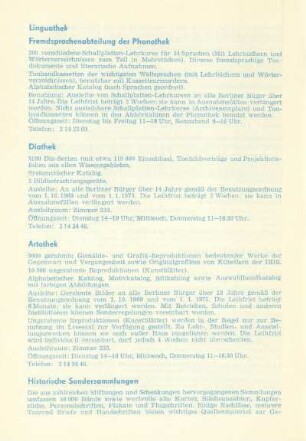 Linguathek. Fremdsprachenabteilung der Phonothek ; Diathek ; Artothek