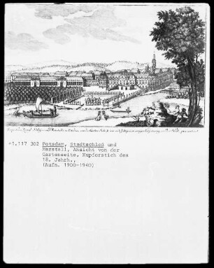 Potsdam, Stadtschloß und Marstall, Ansicht von der Gartenseite