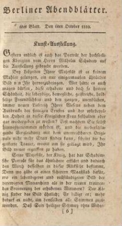 6tes Blatt. Den 6ten October 1810.