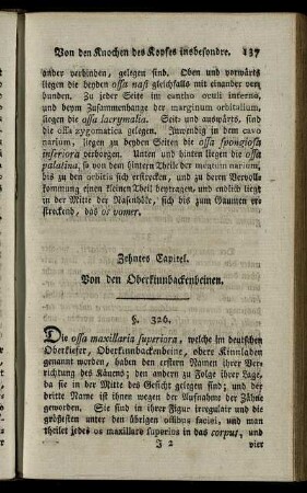 Zehntes Capitel. Von den Oberkinnbackenbeinen. § 326-346.