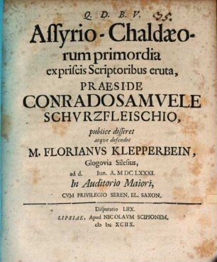 Assyrio-Chaldaeorum primordia ex priscis scriptoribus eruta