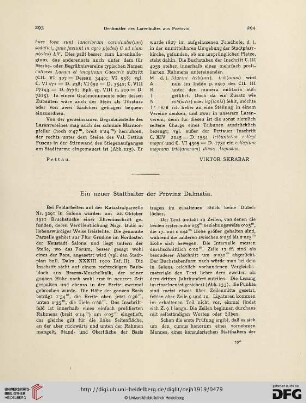 19/20.1919: Ein neuer Statthalter der Provinz Dalmatia