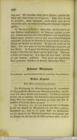 Zehnter Abschnitt. Allgemeine, zur Landwirthschaft gehörige Gegenstände