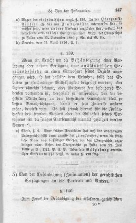 5) Von der Behändigung (Insinuation) der gerichtlichen Verfügungen an die Parteien und Andere.