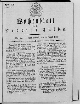 Nr. 32, Ausgabe vom 10. August 1833